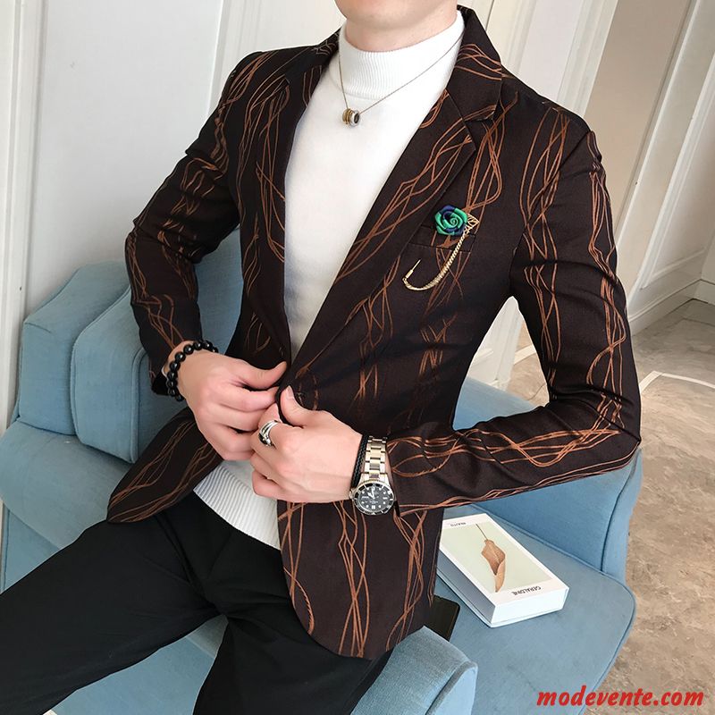 Blazer Homme Étudiant Tendance Beau Une Veste Petit Costume Décontractée Bleu