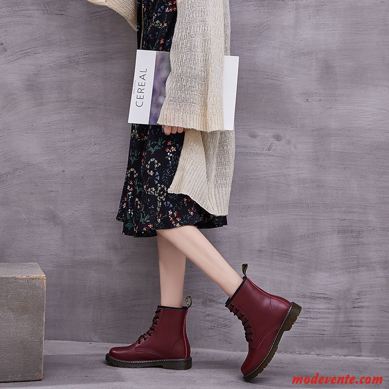 Bottes Femme Hiver Étudiant Angleterre L'automne Tous Les Assortis Printemps Rouge