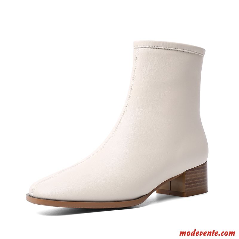 Bottes Femme Mode Talons Hauts Talon Moyen Élasticité Épais Hiver Blanc