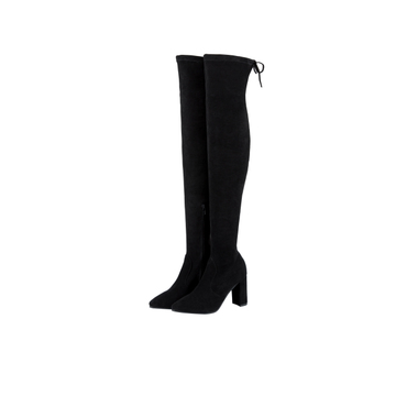 Bottes Femme Printemps Longue Plus De Velours Hiver Élasticité L'automne Noir