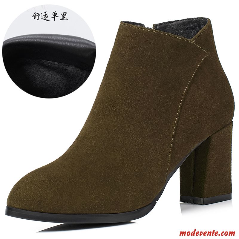 Bottes Femme Talons Hauts L'automne Angleterre Bottes Courtes Tous Les Assortis Printemps Vert