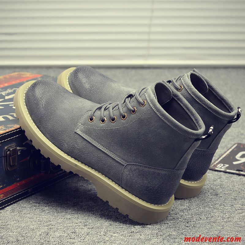 Bottes Homme Angleterre Printemps Chaussures En Coton Chaussures De Travail Tendance Hiver Gris