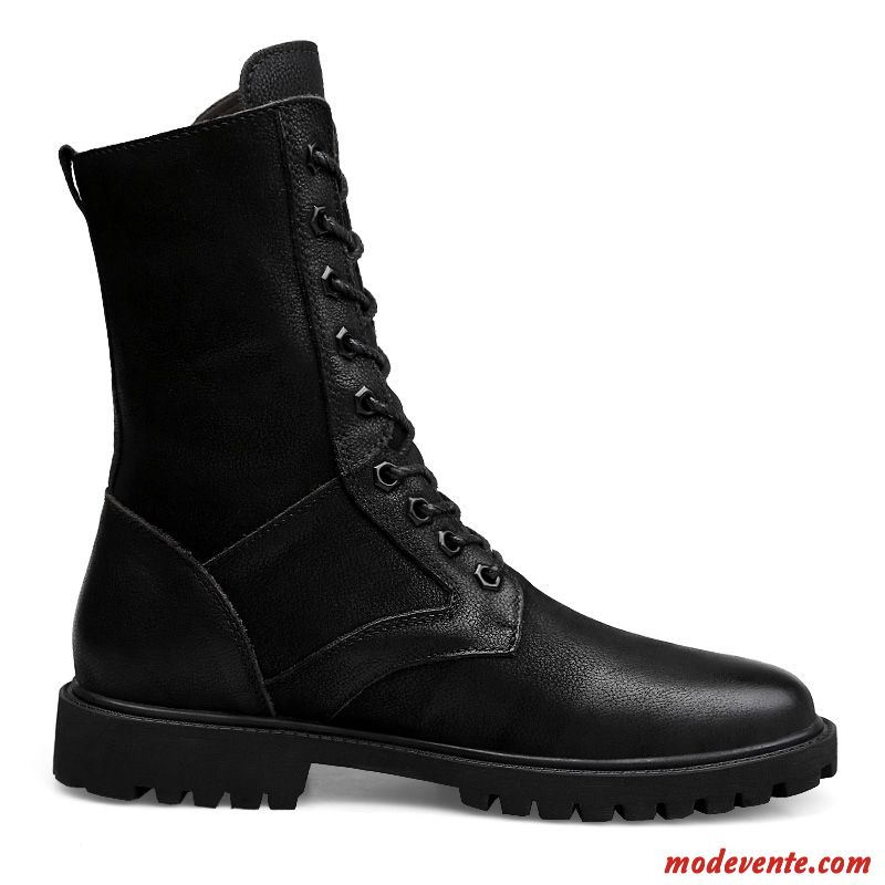 Bottes Homme Bottes Martin Cuir Véritable Décontractée Tendance Angleterre Bureau Noir