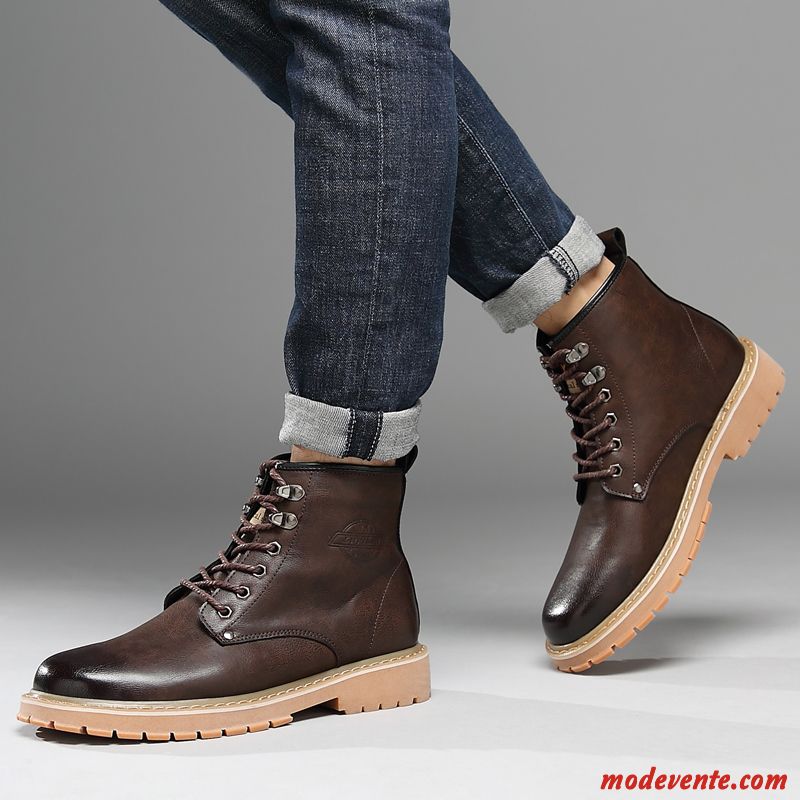 Bottes Homme Chaussures En Coton Angleterre Bureau L'automne Bottes Martin Bottes De Neige Vert