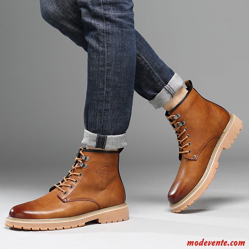 Bottes Homme Chaussures En Coton Angleterre Bureau L'automne Bottes Martin Bottes De Neige Vert