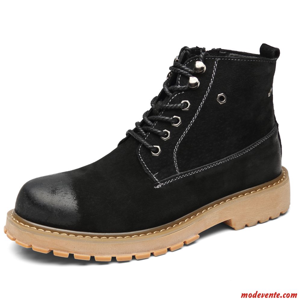 Bottes Homme Chaussures En Cuir Cuir Véritable Tous Les Assortis Bureau Angleterre Hautes Gris