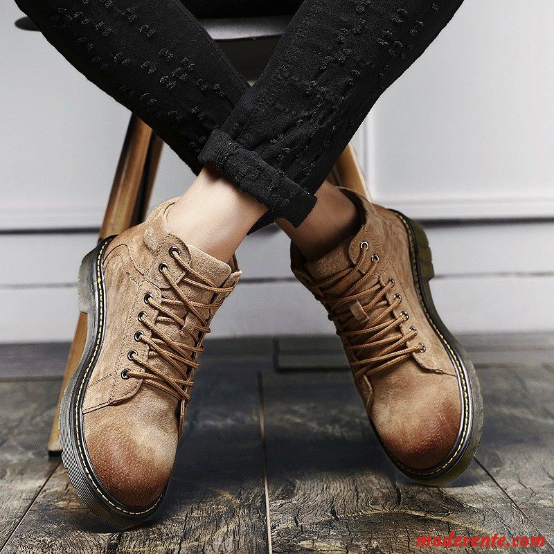 Bottes Homme Hautes Chaussures En Coton Hiver Bottes De Neige Bottes Martin Bureau Brun