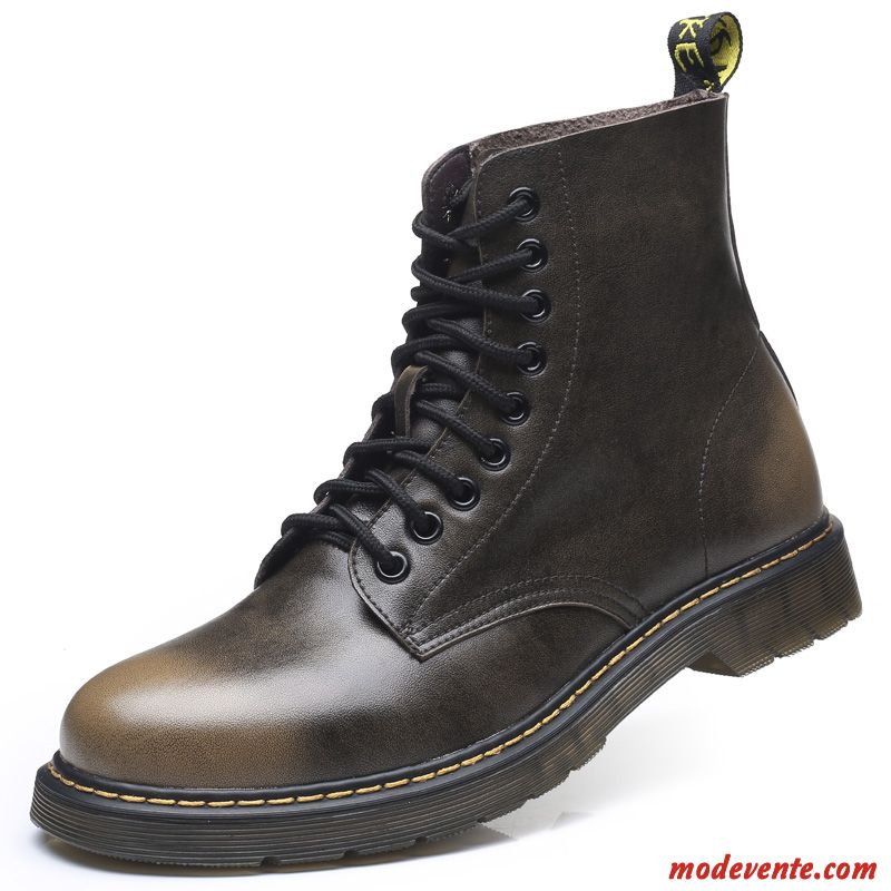 Bottes Homme Hautes Rétro Bureau Bottes Martin Été Grande Taille Bordeaux