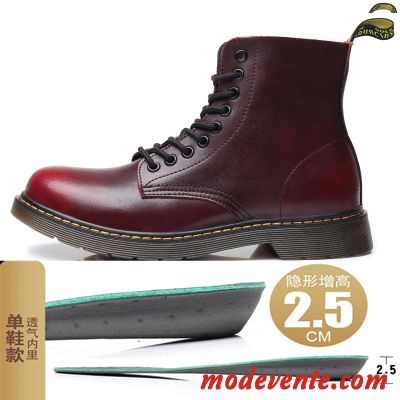 Bottes Homme Hautes Rétro Bureau Bottes Martin Été Grande Taille Bordeaux