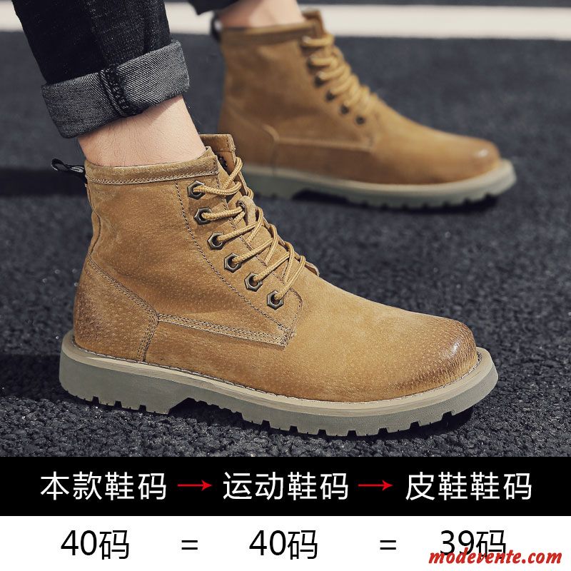 Bottes Homme Plus De Velours Désert Rétro Tendance Hautes Hiver