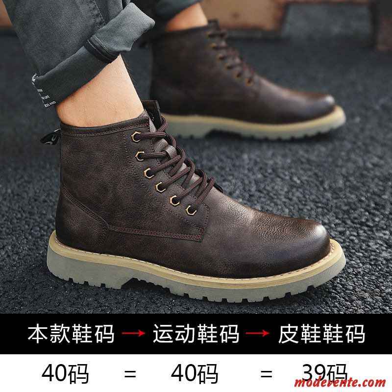 Bottes Homme Plus De Velours Désert Rétro Tendance Hautes Hiver