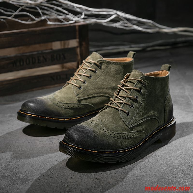 Bottes Homme Rétro Bottes Martin Désert Bottes Courtes Bureau Angleterre Vert