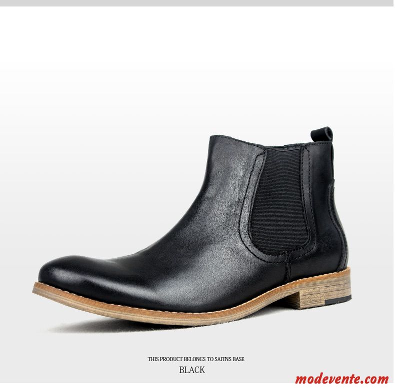 Bottes Homme Été Cuir Bureau Mode Angleterre Rétro Jaune Brun