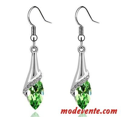 Boucles D'oreilles Femme Accessoires Cristal Tempérament Pure Longue Section Ensemble Bleu Rouge Argent