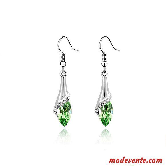 Boucles D'oreilles Femme Cristal Longue Section Tempérament Bleu Argent