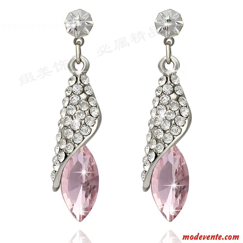 Boucles D'oreilles Femme Cristal Longue Section Tempérament Bleu Argent