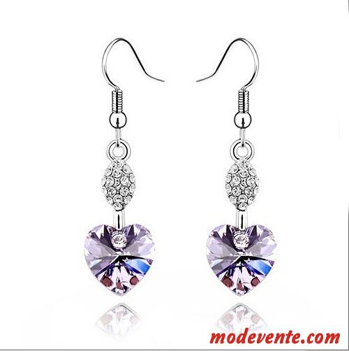 Boucles D'oreilles Femme Cristal Longue Section Tempérament Bleu Argent