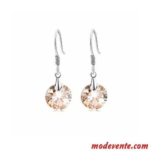 Boucles D'oreilles Femme Cristal Longue Section Tempérament Bleu Argent