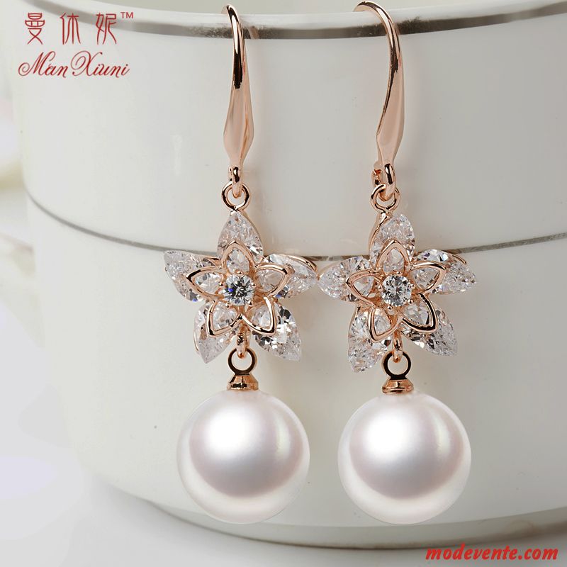 Boucles D'oreilles Femme Cristal Simple Arc Gros Personnalité Longue Section Or