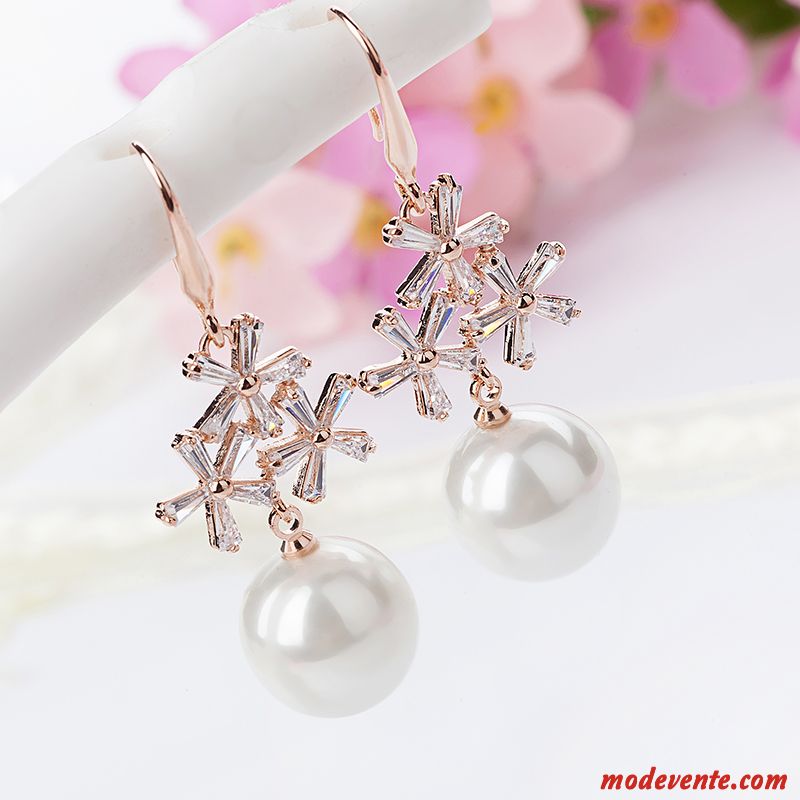 Boucles D'oreilles Femme Cristal Simple Arc Gros Personnalité Longue Section Or