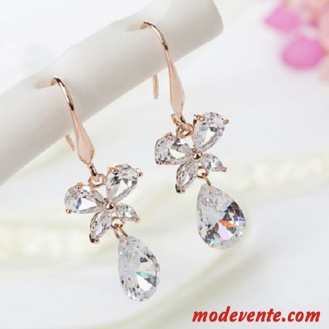 Boucles D'oreilles Femme Cristal Simple Arc Gros Personnalité Longue Section Or