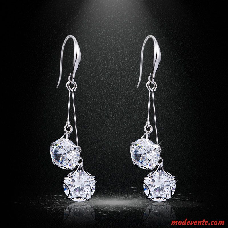 Boucles D'oreilles Femme Cristal Simple Arc Gros Personnalité Longue Section Or