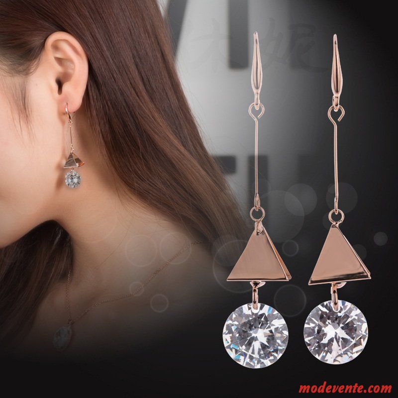 Boucles D'oreilles Femme Cristal Simple Arc Gros Personnalité Longue Section Or