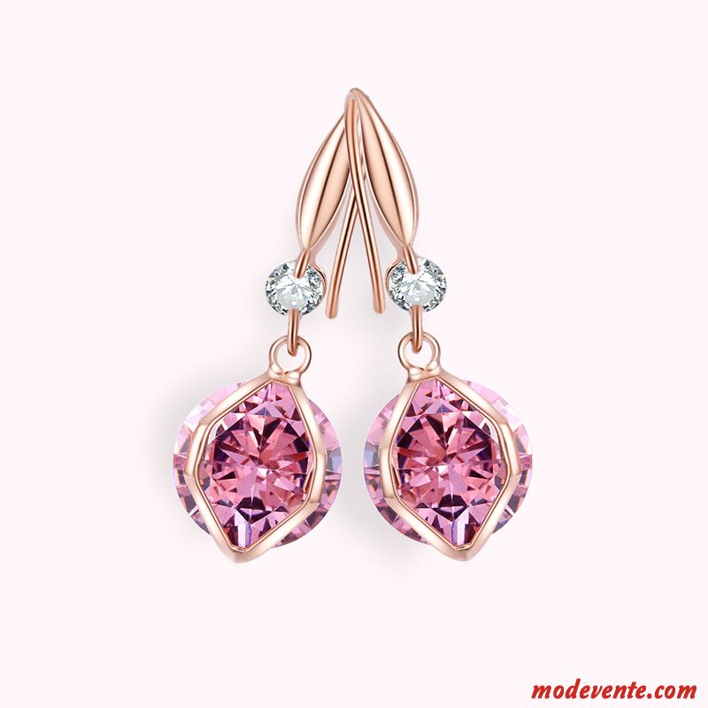 Boucles D'oreilles Femme Cristal Simple Arc Gros Personnalité Longue Section Or