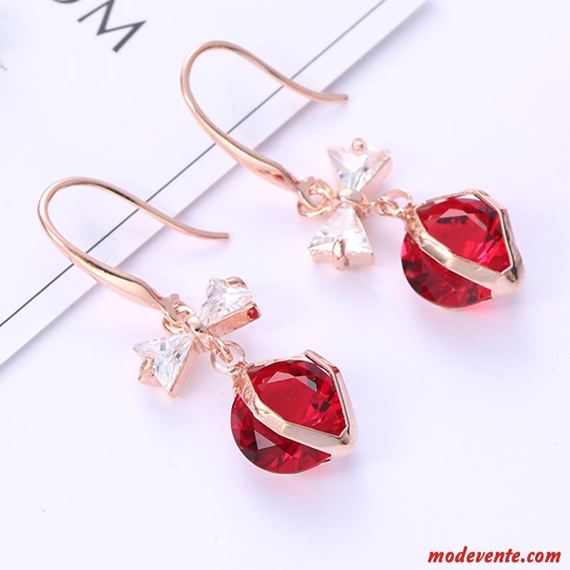 Boucles D'oreilles Femme Cristal Simple Arc Gros Personnalité Longue Section Or