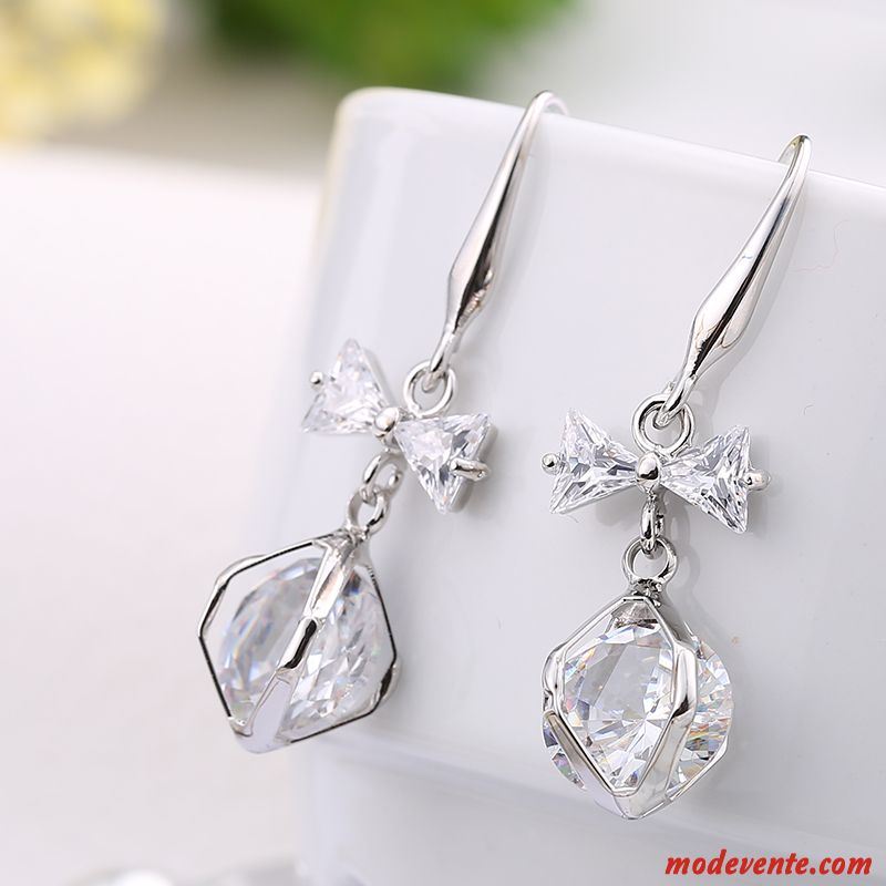 Boucles D'oreilles Femme Cristal Simple Arc Gros Personnalité Longue Section Or