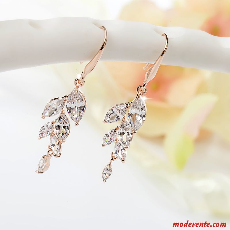 Boucles D'oreilles Femme Cristal Simple Arc Gros Personnalité Longue Section Or