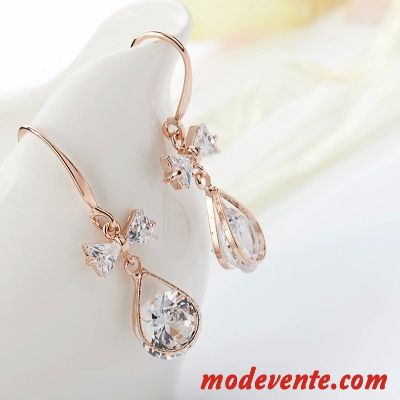 Boucles D'oreilles Femme Cristal Simple Arc Gros Personnalité Longue Section Or