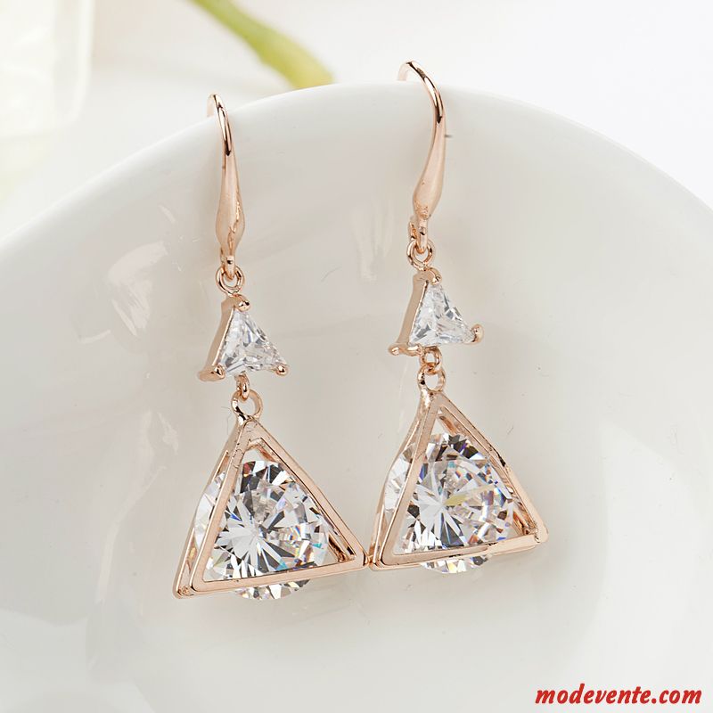 Boucles D'oreilles Femme Cristal Simple Arc Gros Personnalité Longue Section Or