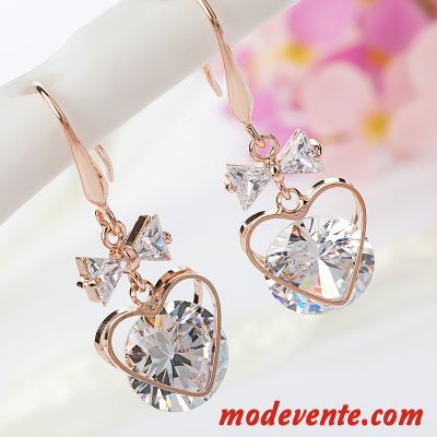 Boucles D'oreilles Femme Cristal Simple Arc Gros Personnalité Longue Section Or