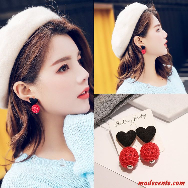 Boucles D'oreilles Femme Créatif Simple Réseau Longue Section Pendentif Tempérament Noir Rouge