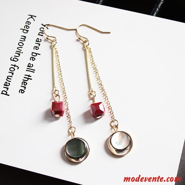 Boucles D'oreilles Femme Créatif Simple Réseau Longue Section Pendentif Tempérament Noir Rouge