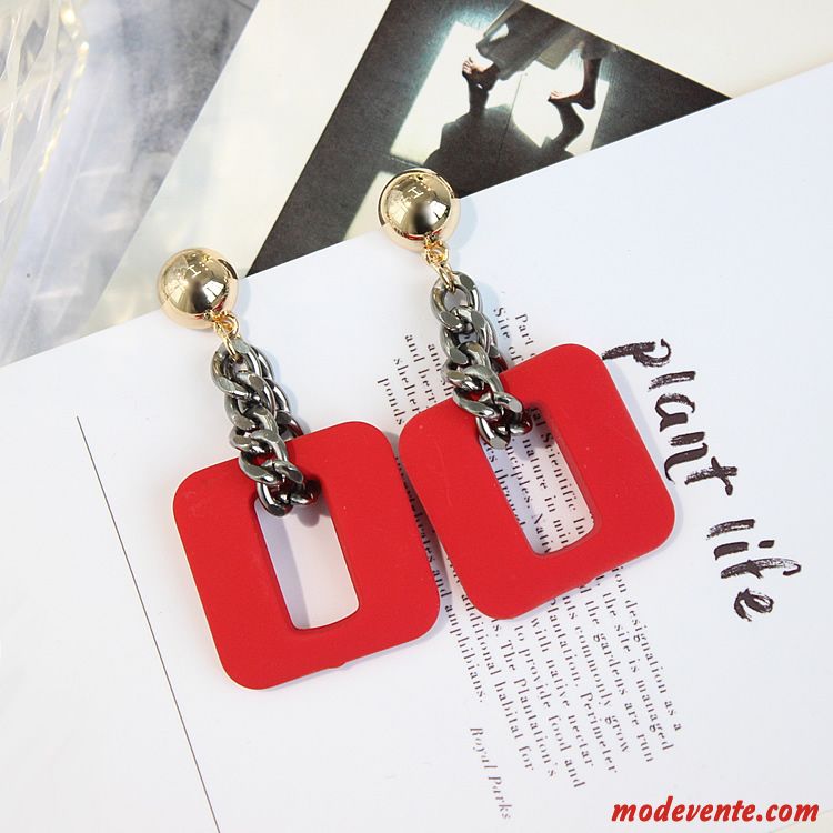 Boucles D'oreilles Femme Créatif Simple Réseau Longue Section Pendentif Tempérament Noir Rouge