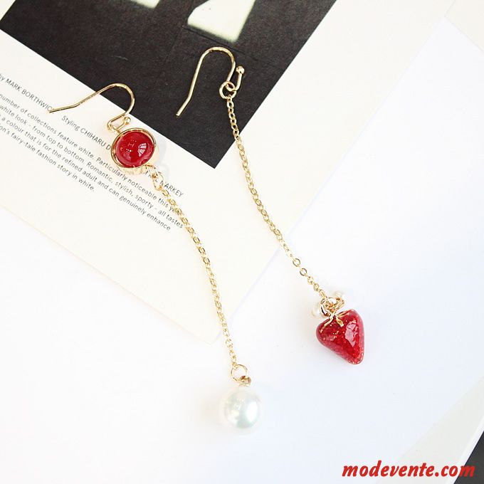 Boucles D'oreilles Femme Créatif Simple Réseau Longue Section Pendentif Tempérament Noir Rouge