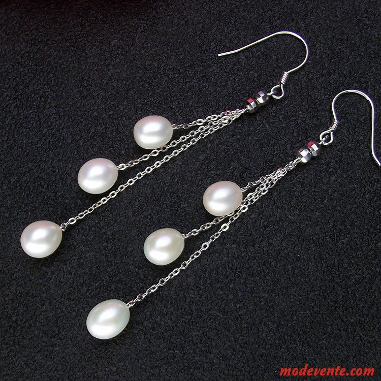 Boucles D'oreilles Femme Longue Longue Section Modèles Féminins Tassel Perle Argent