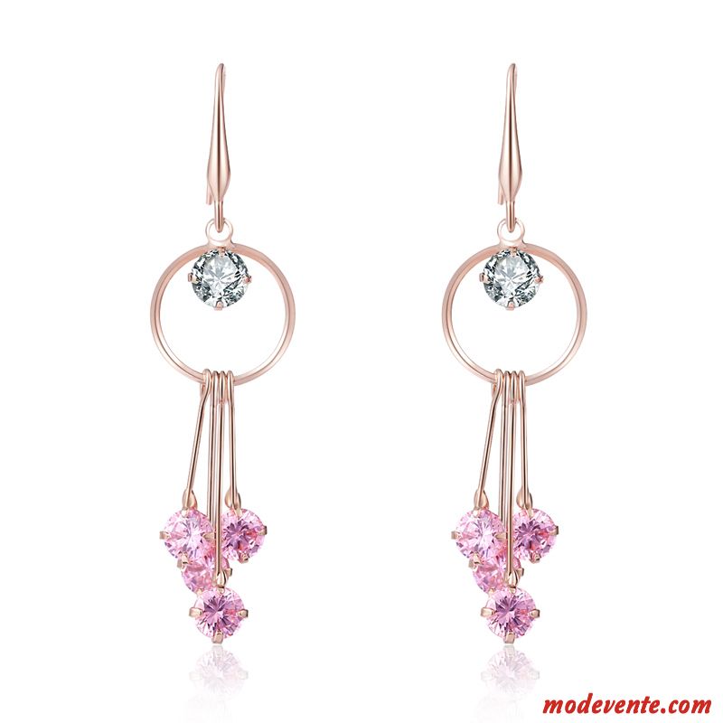 Boucles D'oreilles Femme Longue Section Mode Rétro Cristal Personnalité Rouge Argent