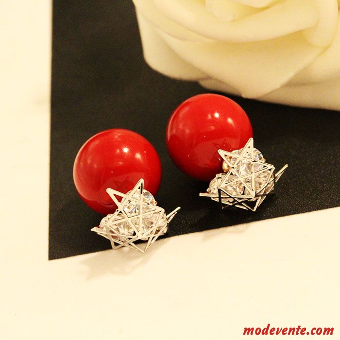 Boucles D'oreilles Femme Mode Tendance Simple All-match Perle Ultra Rouge Rose