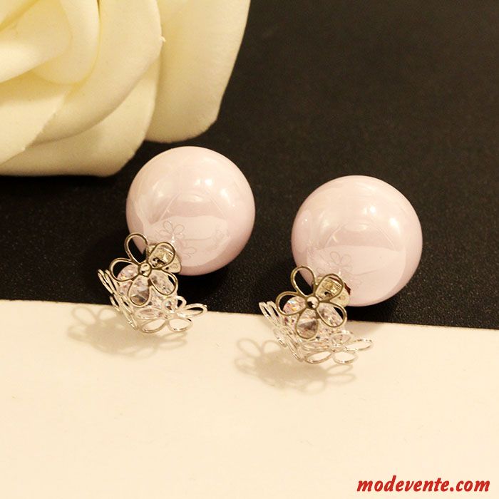 Boucles D'oreilles Femme Mode Tendance Simple All-match Perle Ultra Rouge Rose