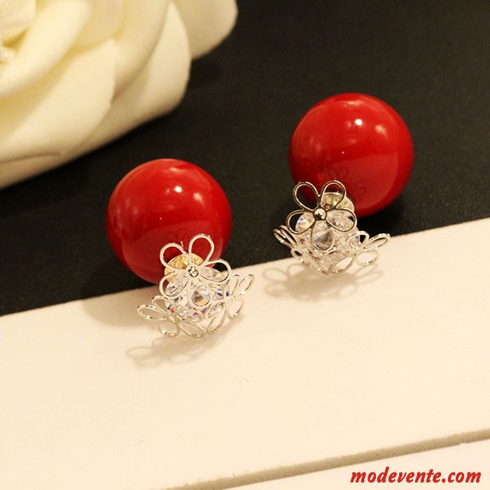 Boucles D'oreilles Femme Mode Tendance Simple All-match Perle Ultra Rouge Rose