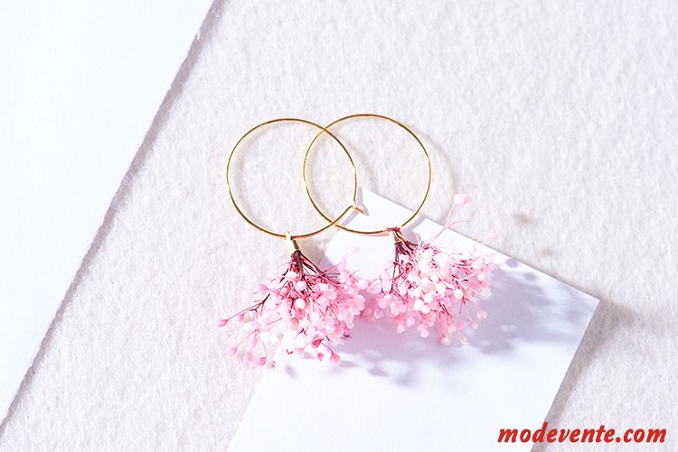 Boucles D'oreilles Femme Original Fleur Doux Longue Section Manuel Ultra Rose