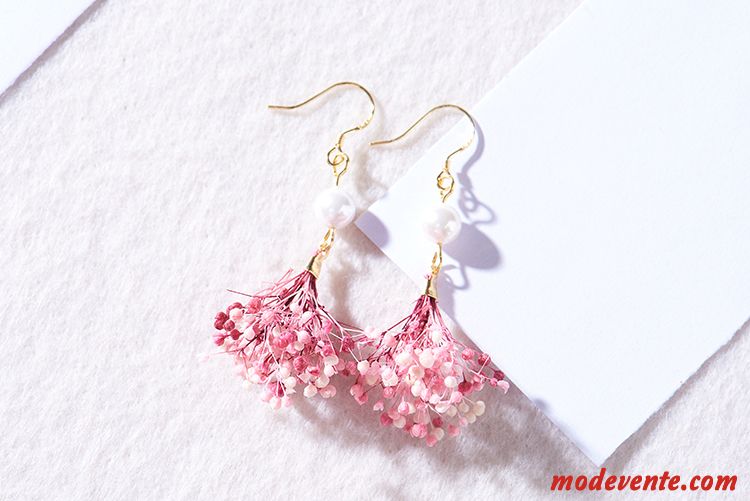 Boucles D'oreilles Femme Original Fleur Doux Longue Section Manuel Ultra Rose