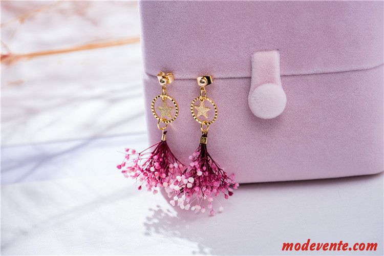 Boucles D'oreilles Femme Original Fleur Doux Longue Section Manuel Ultra Rose