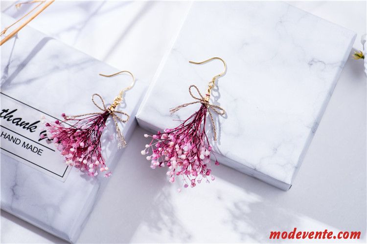 Boucles D'oreilles Femme Original Fleur Doux Longue Section Manuel Ultra Rose