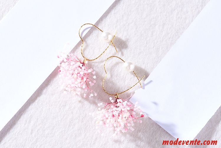 Boucles D'oreilles Femme Original Fleur Doux Longue Section Manuel Ultra Rose