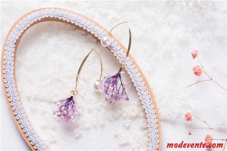 Boucles D'oreilles Femme Original Fleur Doux Longue Section Manuel Ultra Rose