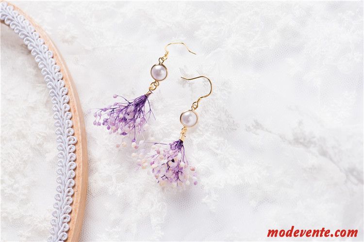 Boucles D'oreilles Femme Original Fleur Doux Longue Section Manuel Ultra Rose